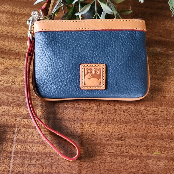 Dooney & Bourke Handbags - Dooney & Bourke Pebble Leather Blue and Tan Wristlet NWOT